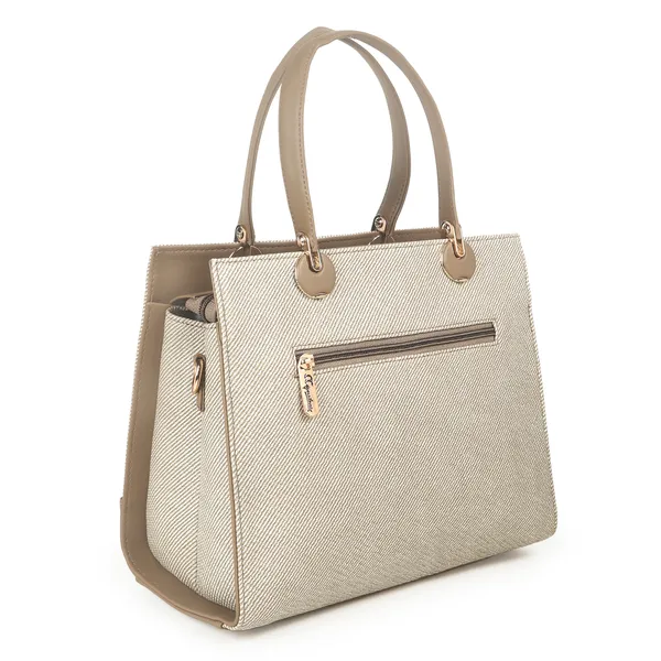 Signature_Two_Tone_Faux_Leather_Structured_Metal_Hardware_Handbag_For_Women