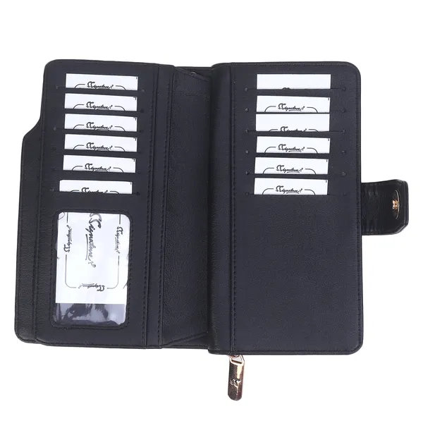 Signature_Black_Faux_Leather_Tassel_Wallet_For_Women