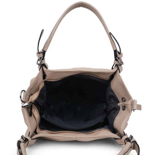 Signature_Beige_Leather_Adjustable_Handle_Handbag_For_Women