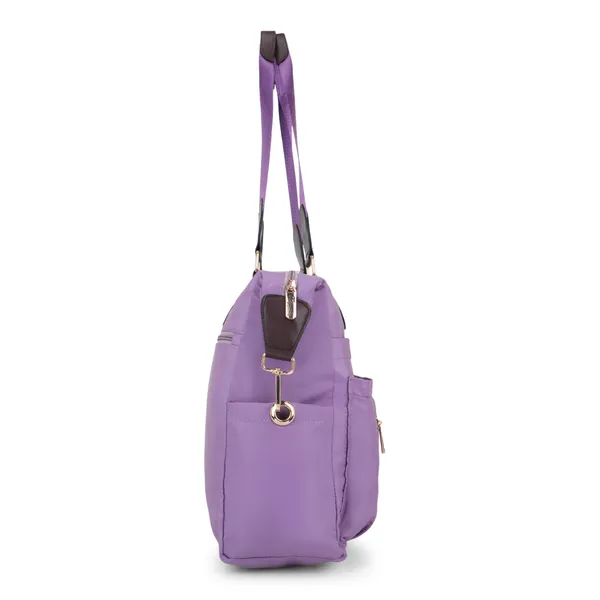 Signature_Purple_Fabric_Multi_Pocket_Adjustable_Strap_Tote_Bag_For_Women