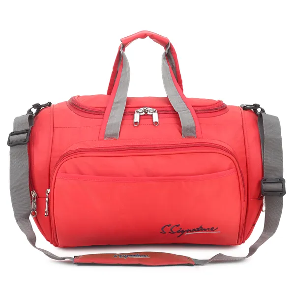Signature_Red_Fabric_Adjustable_Strap_Gym_Travel_Duffel_Bag_For_Men_And_Women