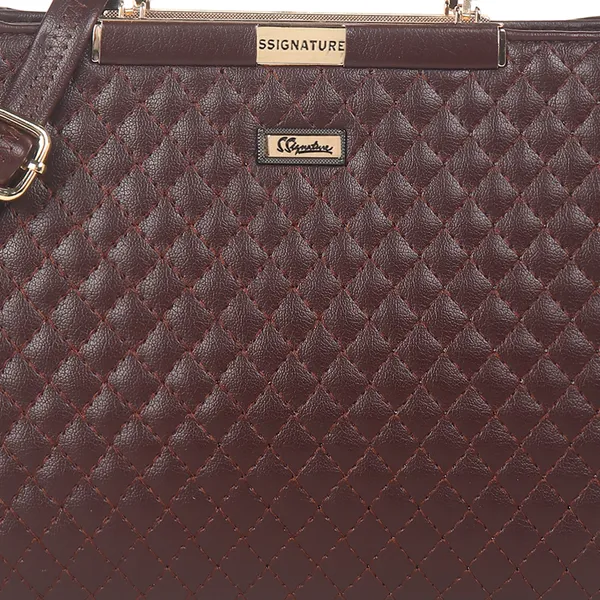 Signature_Brown_Quilted_Faux_Leather_Detachable_Strap_Tote_Handbag_For_Women