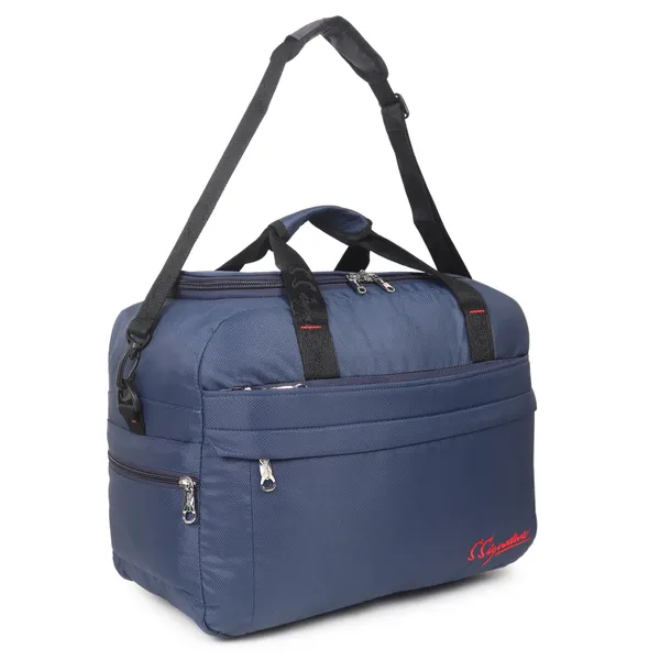 Signature_Navy_Blue_Fabric_Adjustable_Strap_Travel_Duffel_Bag_For_Men_And_Women
