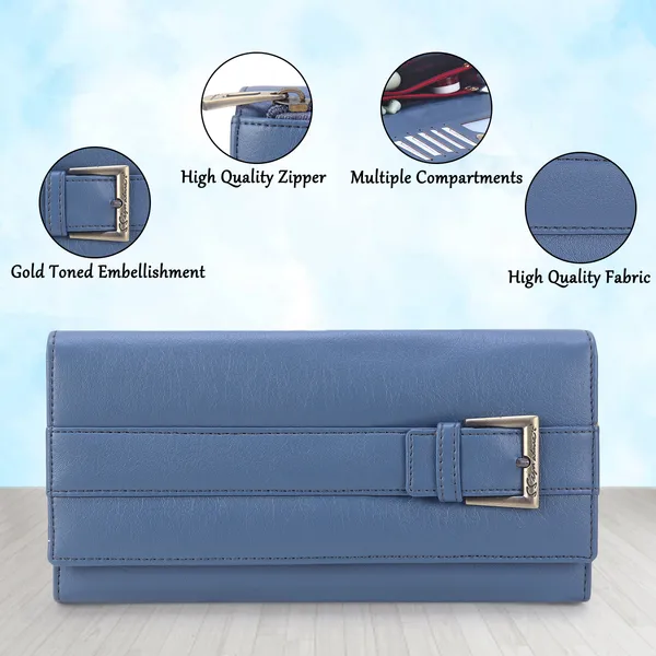 Signature_Blue_Faux_Leather_Multi_Compartment_Buckle_Travel_Wallet_For_Women