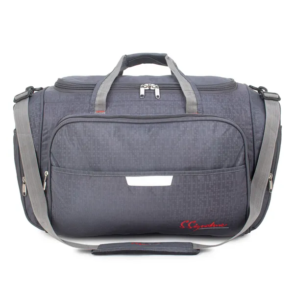 Signature_Grey_Fabric_Multi_Compartment_24_Inch_Travel_Duffel_Bag_For_Men_And_Women