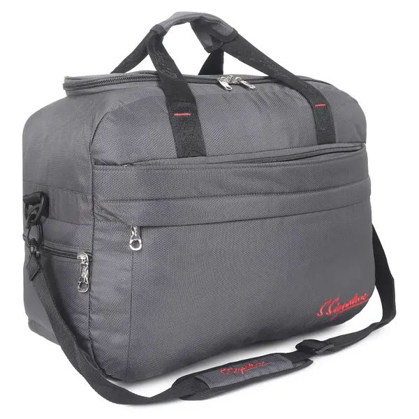 Signature_Grey_Fabric_Adjustable_Strap_Travel_Duffel_Bag