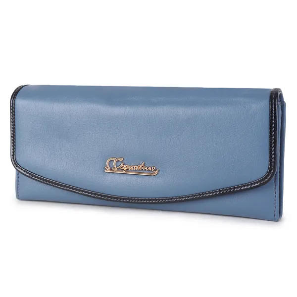 Signature_Blue_Faux_Leather_Long_Wallet