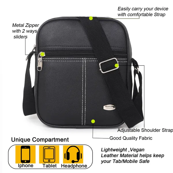 Signature_Black_Vegan_Leather_Adjustable_Strap_Messenger_Bag_For_Men
