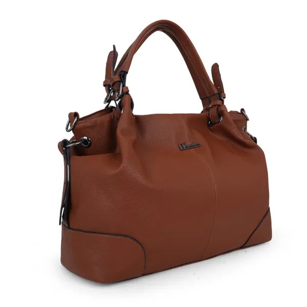 Signature_Brown_Leather_Adjustable_Strap_Handbag_For_Women
