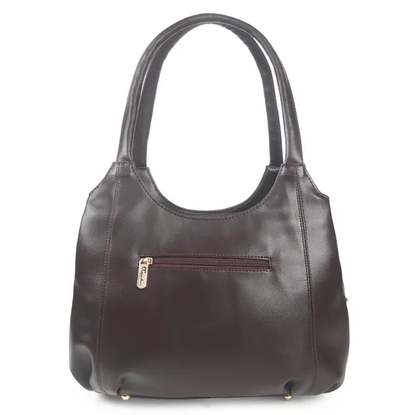 Signature_Brown_Leather_Classic_Style_Handbag_For_Women