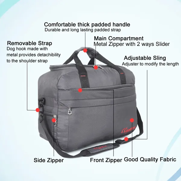 Signature_Grey_Fabric_Adjustable_Strap_Travel_Duffel_Bag