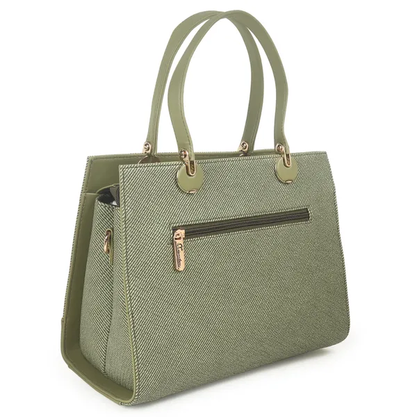 Signature_Sage_Green_Faux_Leather_Structured_Metallic_Hardware_Handbag_For_Women