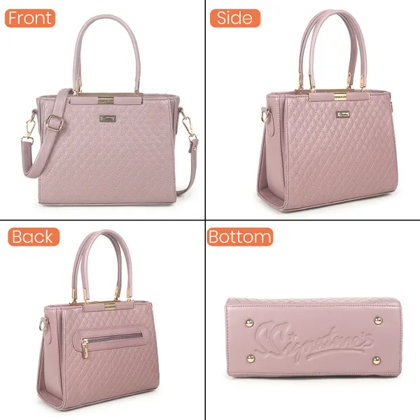 Signature_Pink_Quilted_Faux_Leather_Metal_Hardware_Handbag