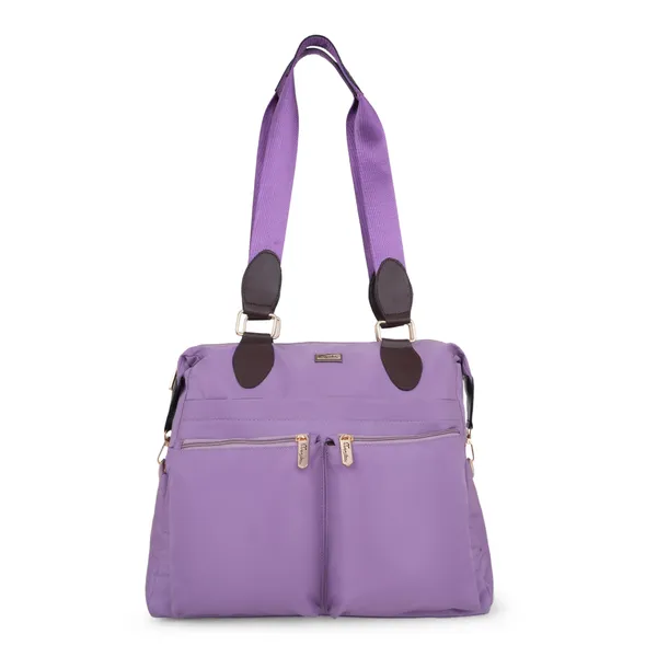 Signature_Purple_Faux_Leather_Multi_Pocket_Diaper_Bag_For_Parents_And_Babies