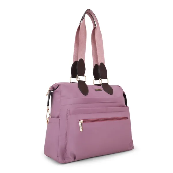 Signature_Purple_Nylon_Waterproof_Multi_Pocket_Shoulder_Tote_Bag
