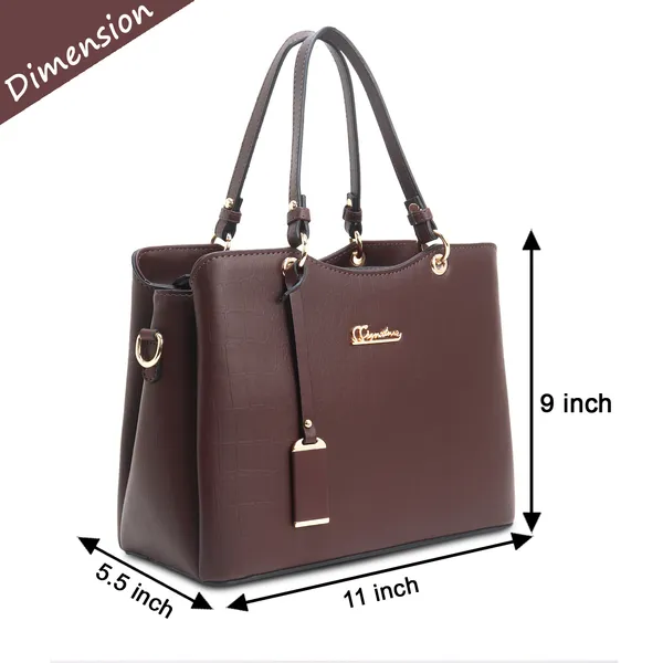 Signature_Brown_Faux_Leather_Multi_Compartment_Handbag_For_Women