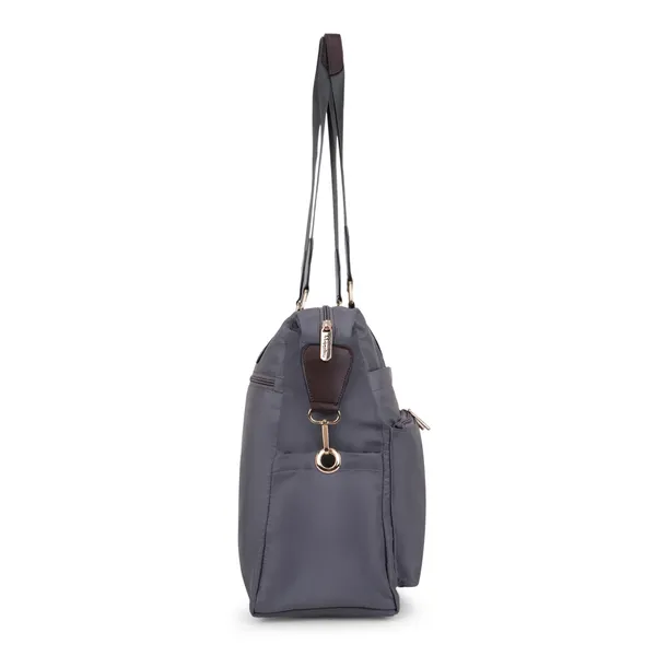 Signature_Grey_Faux_Leather_Multi_Pocket_Shoulder_Bag_For_Women