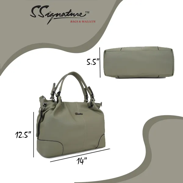Signature_Olive_Green_Leather_Detachable_Strap_Handbag_For_Women