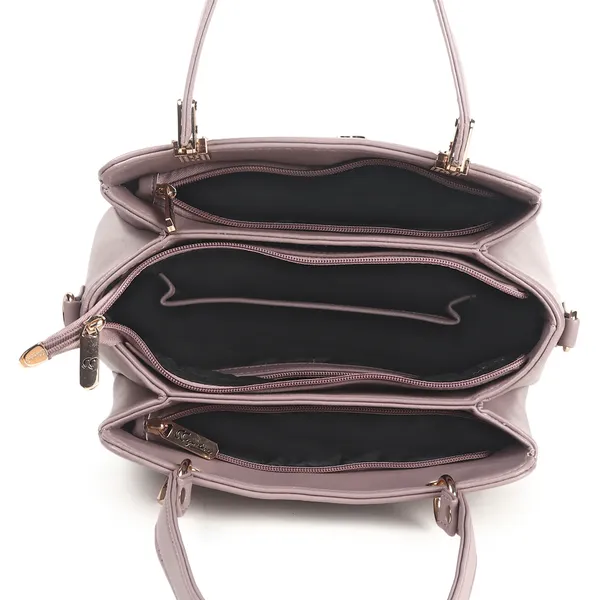 Signature_Mauve_Pink_Faux_Leather_Metallic_Zip_Handbag_For_Women