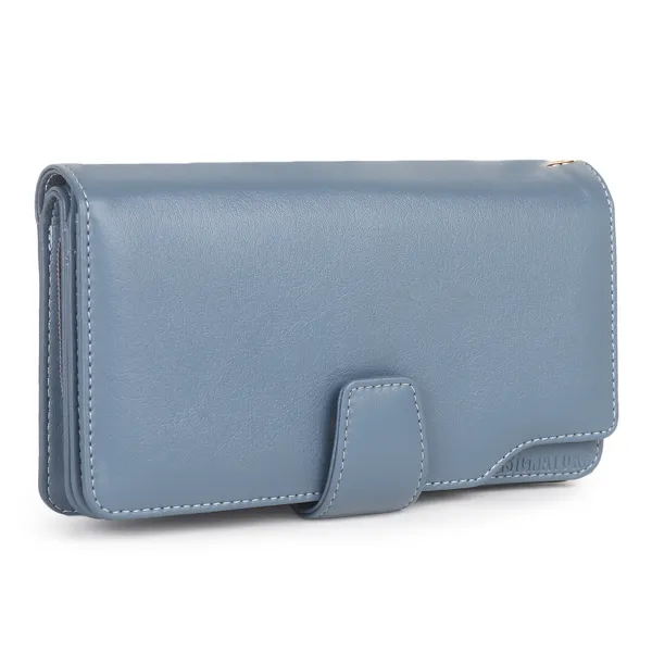 Signature_Blue_Leather_Multi_Pocket_Wrist_Strap_Wallet_For_Women