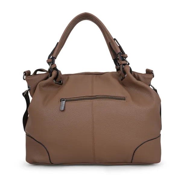 Signature_Tan_Brown_Faux_Leather_Structured_Adjustable_Strap_Handbag_For_Women