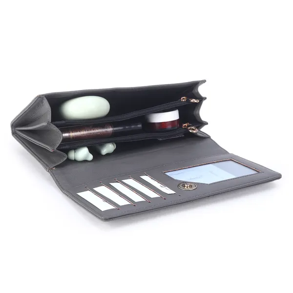 Signature_Grey_Quilted_Leather_Perforated_Wallet_For_Women