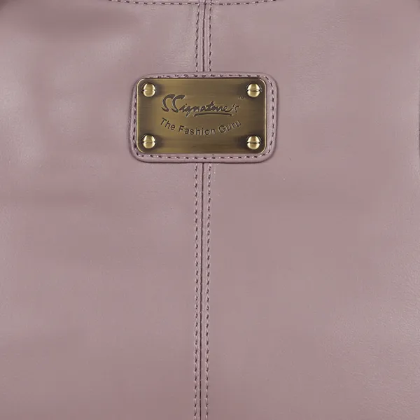Signature_Pink_Faux_Leather_Metallic_Logo_Shoulder_Handbag_For_Women
