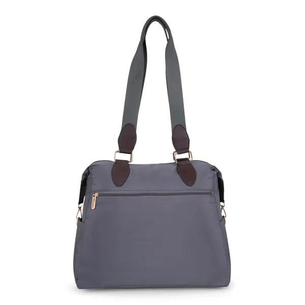 Signature_Grey_Faux_Leather_Multi_Pocket_Shoulder_Bag_For_Women