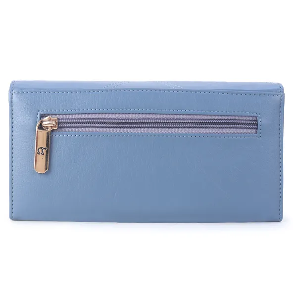 Signature_Blue_Leather_Perforated_Wallet_For_Women