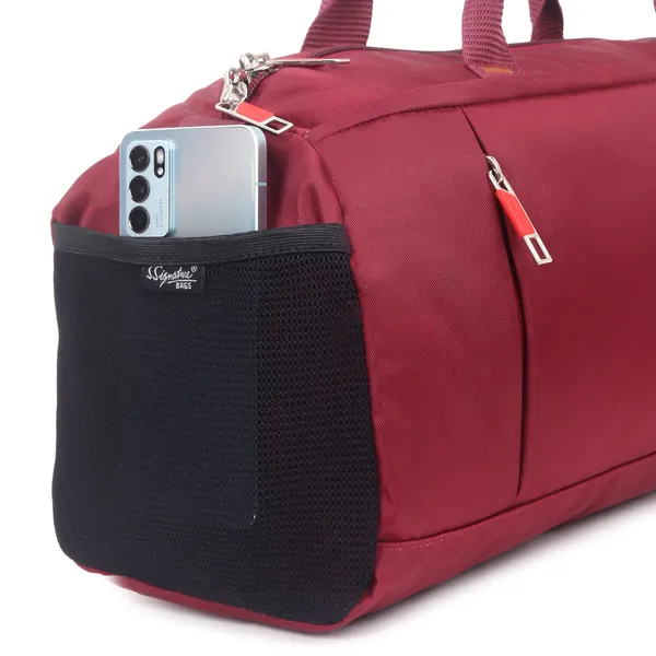 Signature_Maroon_Black_Fabric_Water_Resistant_Shoe_Compartment_Duffel_Bag