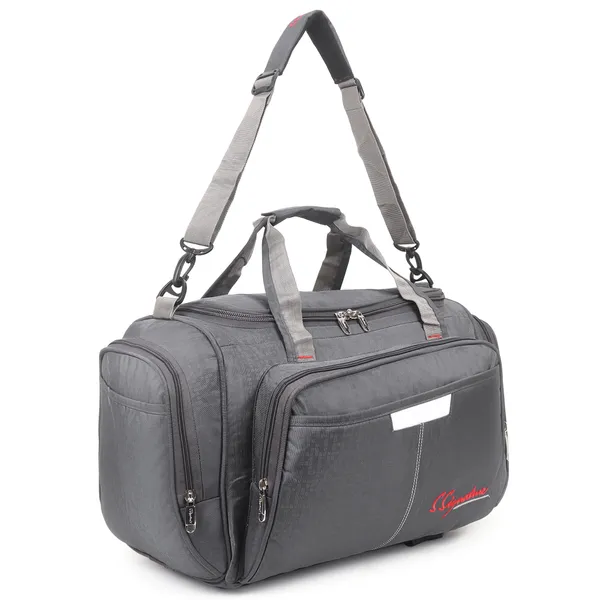 Signature_Grey_Fabric_Adjustable_Strap_Travel_Duffel_Bag