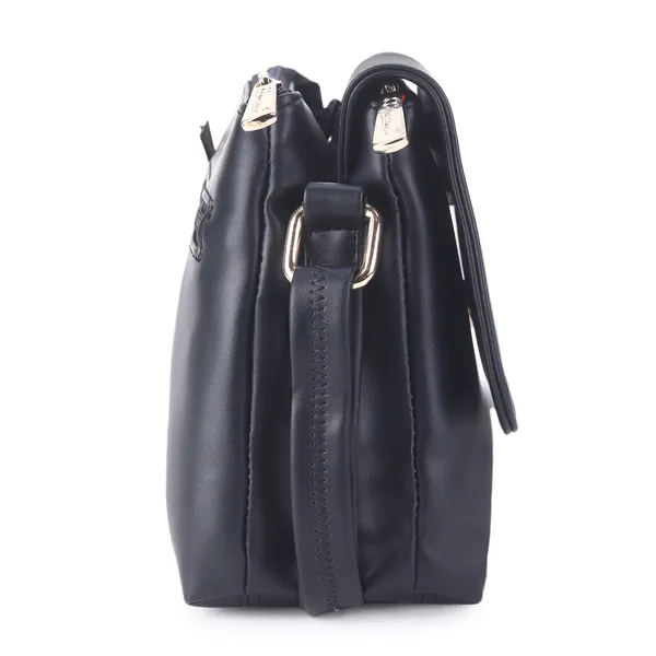 Signature_Navy_Blue_Faux_Leather_Metal_Buckle_Sling_Bag
