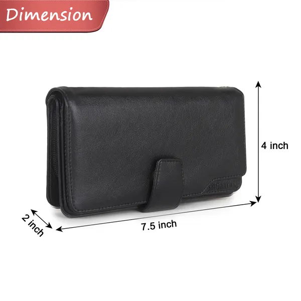 Signature_Black_Leather_Tassel_Multi_Compartment_Wallet_For_Women