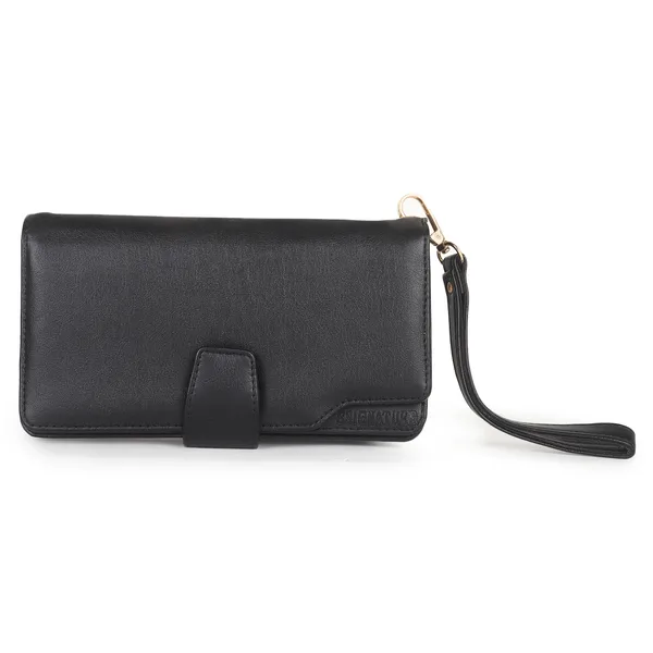 Signature_Black_Faux_Leather_Tassel_Wallet_For_Women