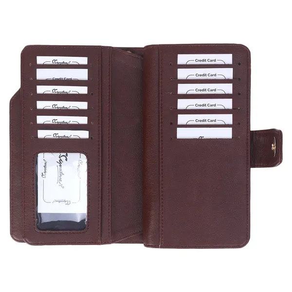 Signature_Brown_Leather_Multi_Compartment_Wrist_Strap_Wallet_For_Women
