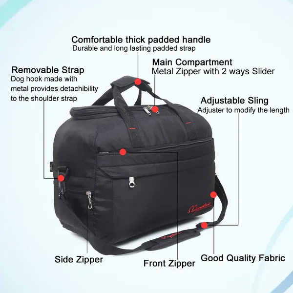 Signature_Black_Fabric_Multi_Compartment_18_Inch_Duffel_Bag_For_Women