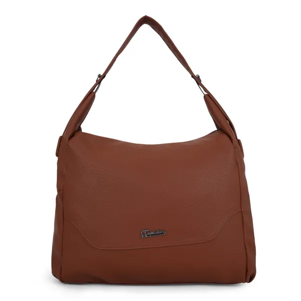 Signature_Brown_Faux_Leather_Adjustable_Strap_Hobo_Shoulder_Bag_For_Women