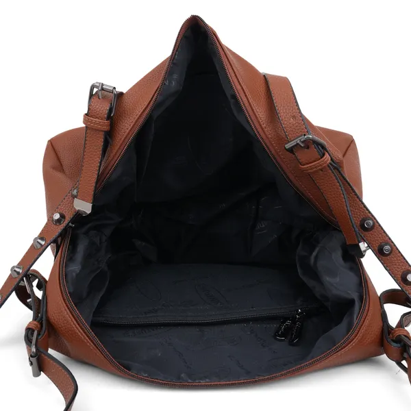 Signature_Brown_Leather_Adjustable_Strap_Handbag_For_Women