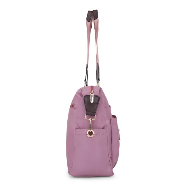 Signature_Purple_Nylon_Waterproof_Multi_Pocket_Shoulder_Tote_Bag