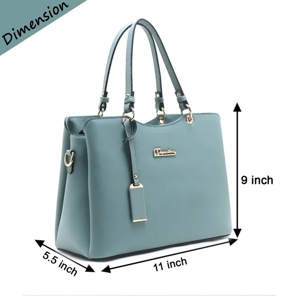 Signature_Blue_Faux_Leather_Adjustable_Strap_Handbag_For_Women