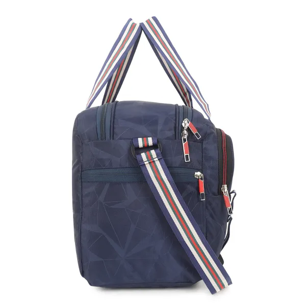 Signature_Navy_Blue_Faux_Leather_Multi_Compartment_Travel_Duffel_Bag