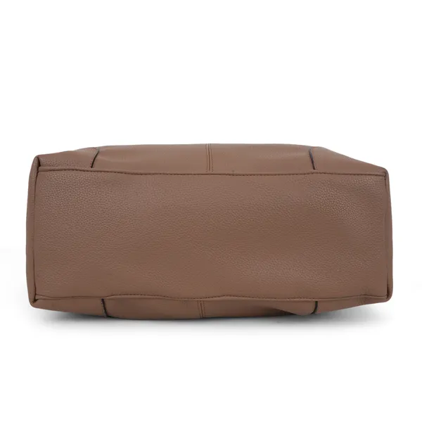 Signature_Tan_Brown_Faux_Leather_Structured_Adjustable_Strap_Handbag_For_Women