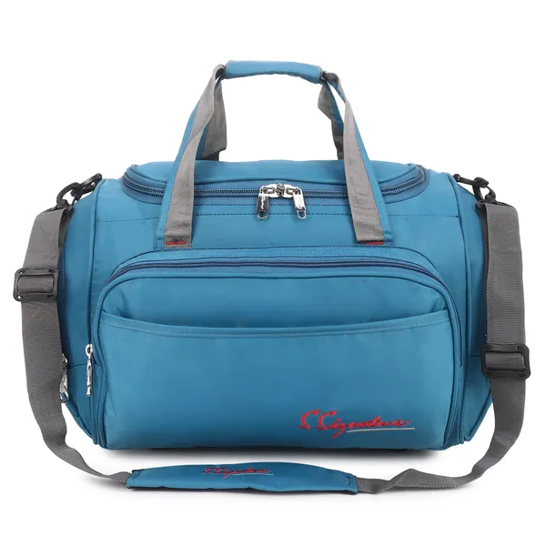 Signature_Blue_Fabric_Adjustable_Strap_Gym_Duffel_Bag
