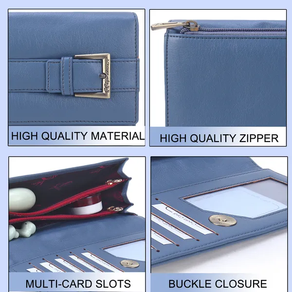 Signature_Blue_Faux_Leather_Multi_Compartment_Buckle_Travel_Wallet_For_Women