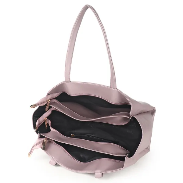 Signature_Dusty_Pink_Faux_Leather_Metallic_Zip_Tote_Handbag