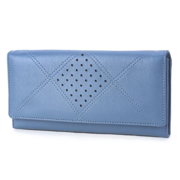 Signature_Blue_Leather_Perforated_Wallet_For_Women