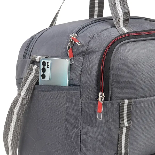 Signature_Grey_Fabric_Multi_Compartment_Travel_Duffel_Bag