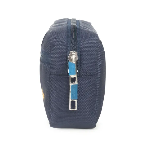 Signature_Navy_Blue_Fabric_Multi_Compartment_Wristlet_Travel_Pouch_For_Women
