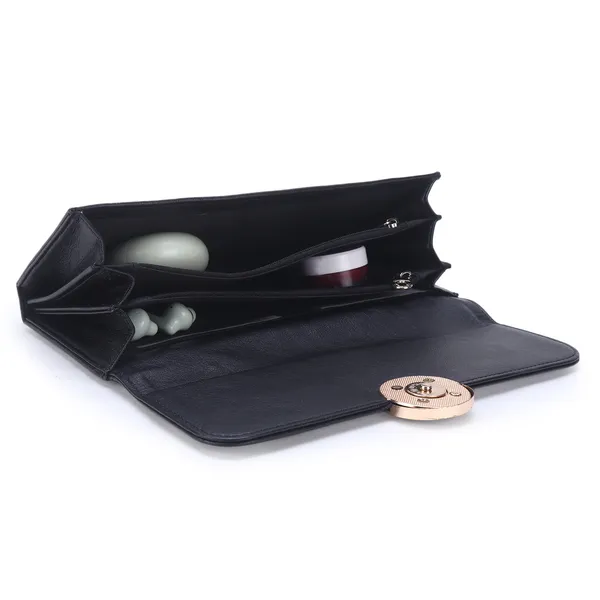 Signature_Black_Faux_Leather_Ring_Clasp_Wallet_For_Women
