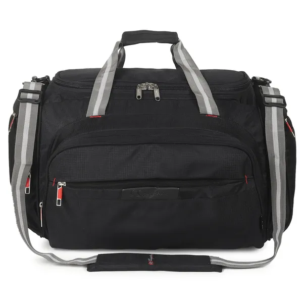 Signature_Black_Fabric_Multi_Compartment_Sports_Duffel_Bag_For_Men_And_Women